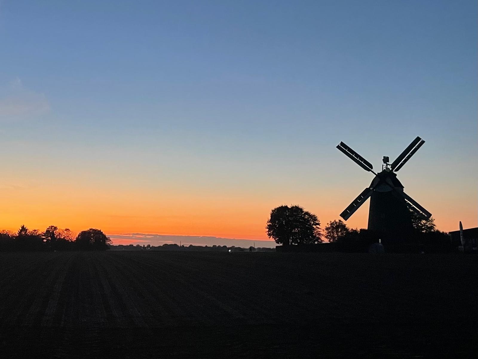 Windmühle im Sonnenuntergang